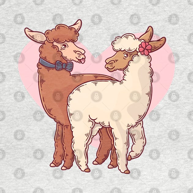 Lama Couple Cute by Mako Design 